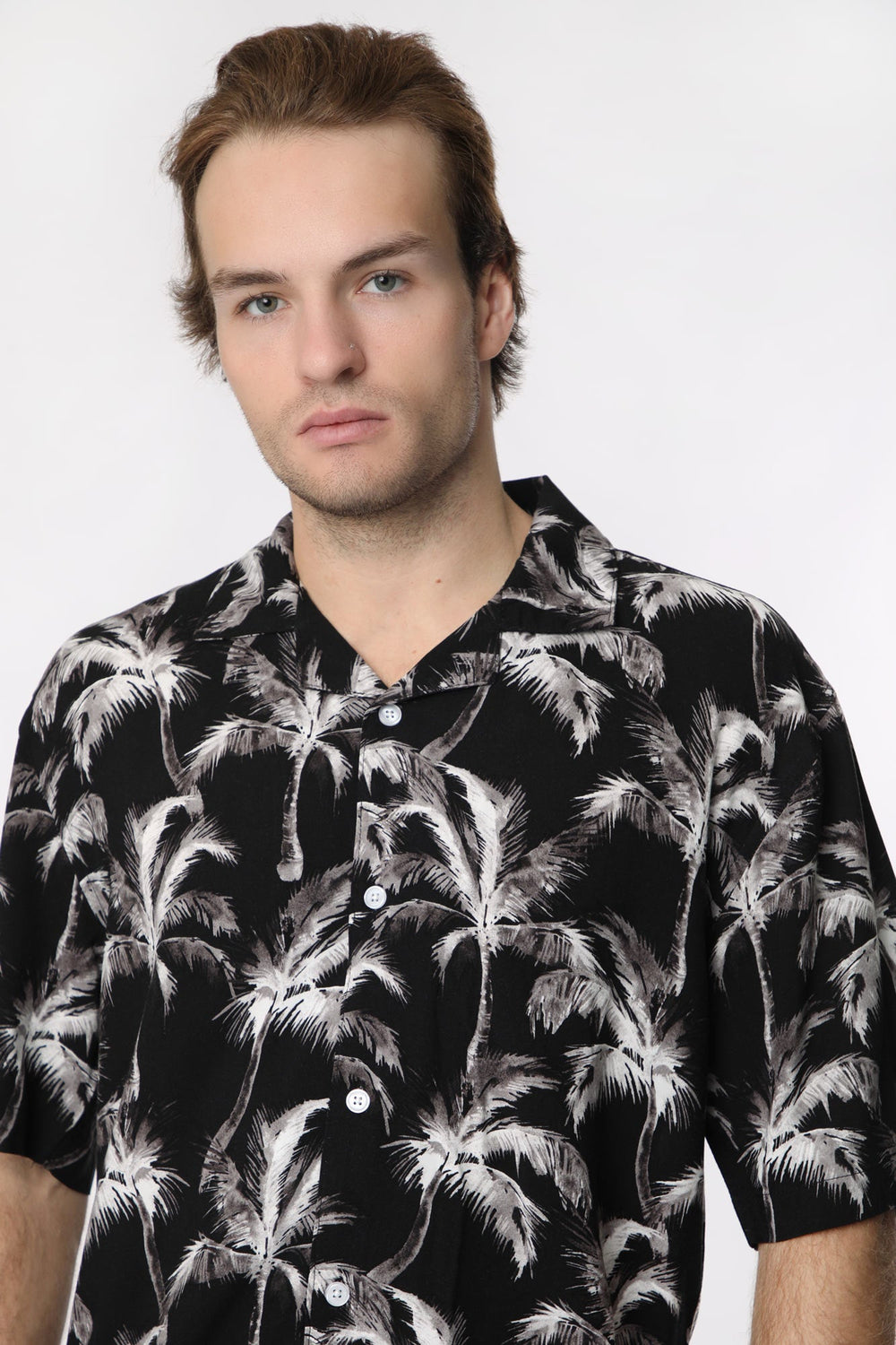 West49 Mens Printed Rayon Button-Up West49 Mens Printed Rayon Button-Up