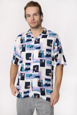 West49 Mens Printed Rayon Button-Up