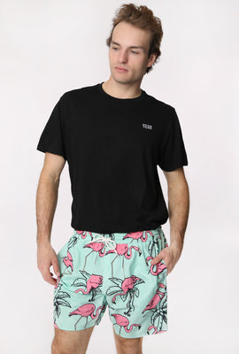 West49 Mens Flamingo Print Beach Shorts
