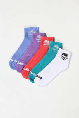 West49 Mens 5-Pack Tropical Logo Ankle Socks