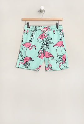 West49 Youth Flamingo Print Beach Shorts