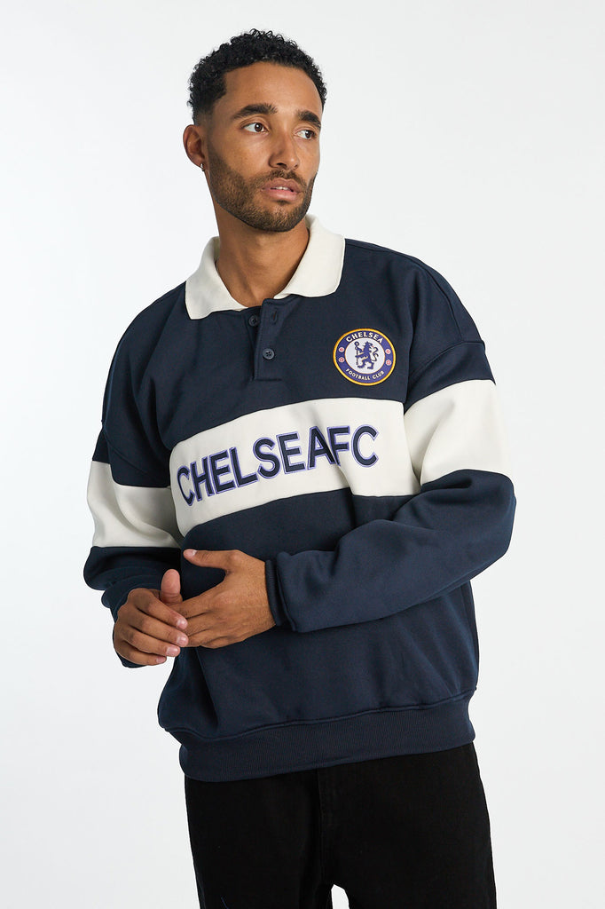 Mens Chelsea FC Colour Block Polo Sweatshirt – West49