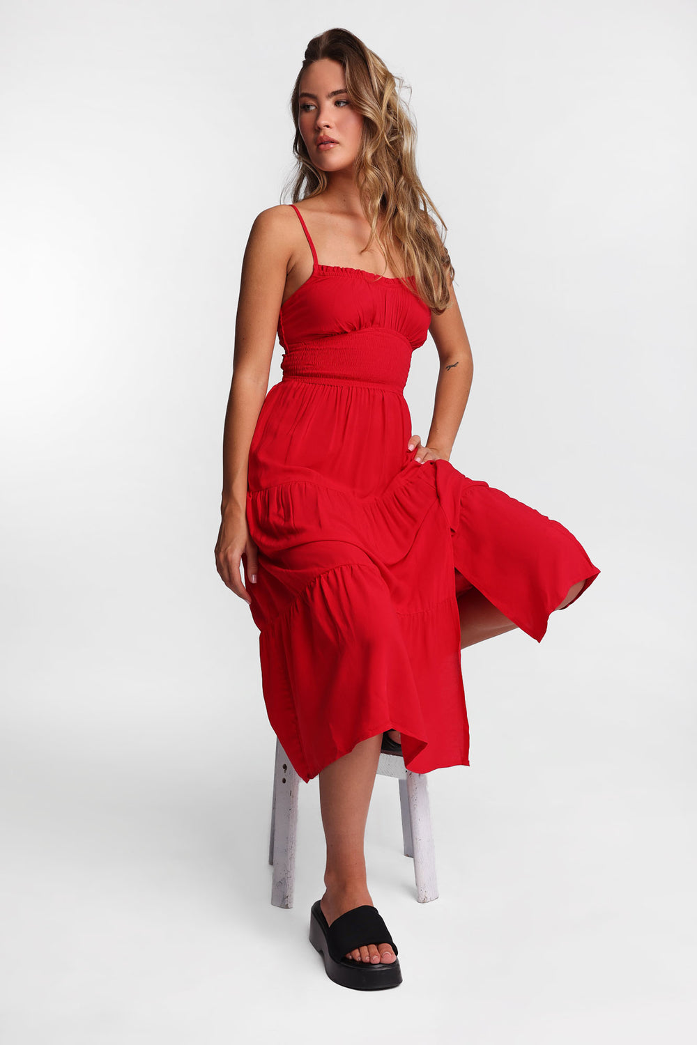 Smocked Waist Cross-Back Maxi Dress Smocked Waist Cross-Back Maxi Dress