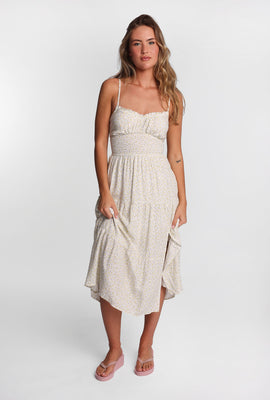 Smocked Waist Cross-Back Maxi Dress