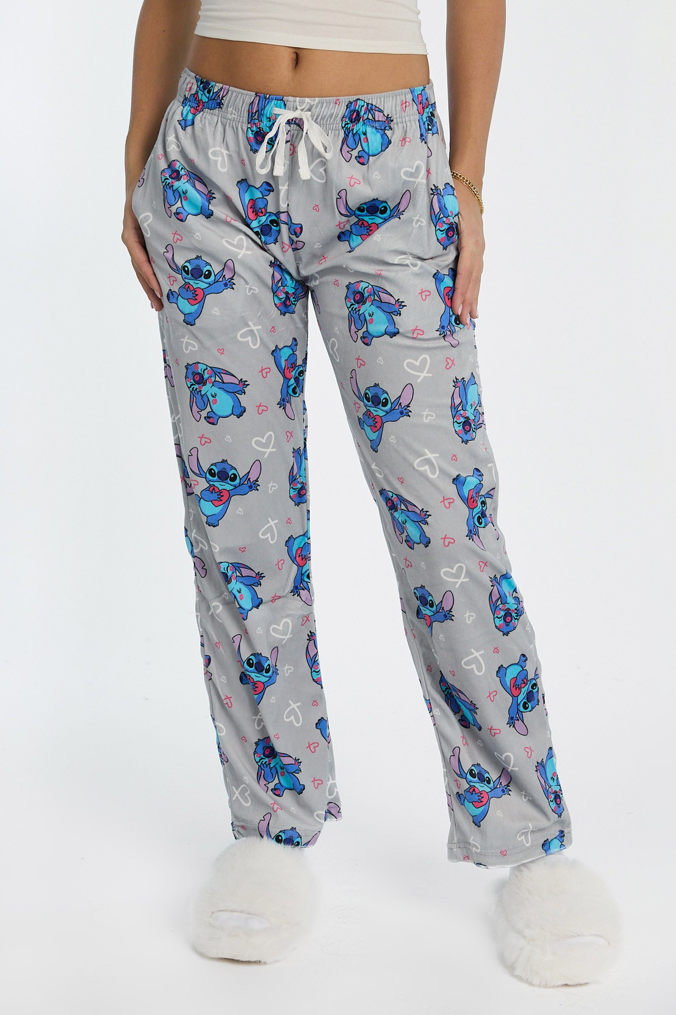 Stitch Heart Velour Pajama Pant - Heather Grey /