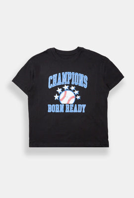 T-shirt coupe boyfriend imprimé Born Ready Champions