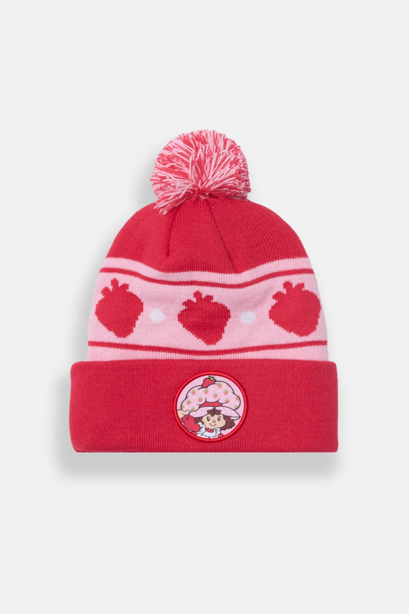 Strawberry Shortcake Striped Pom Pom Beanie - Red / O/S