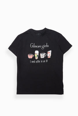 T-shirt coupe boyfriend imprimé Gilmore Girls I Need Coffee In An IV