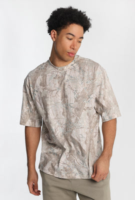 T-shirt surdimensionné imprimé camouflage arbres