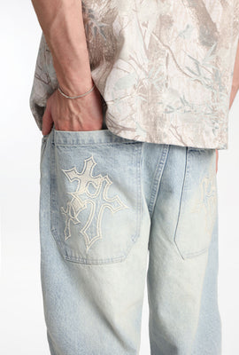 Cross Trio Embroidered Skater Jeans
