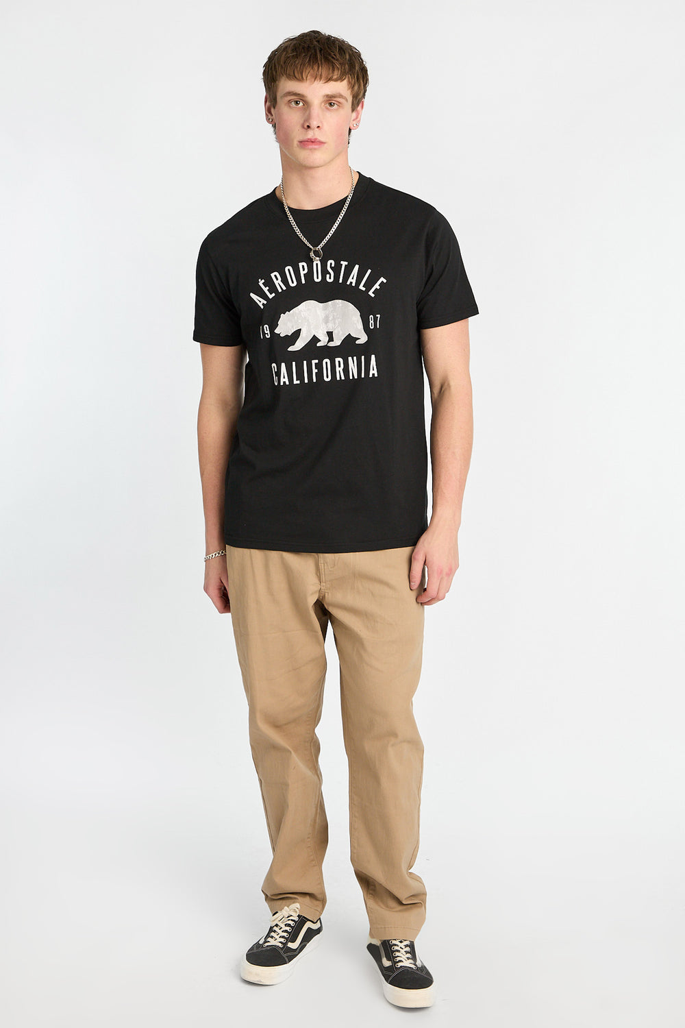 Pantalon en sergé à coupe décontractée Pantalon en sergé à coupe décontractée