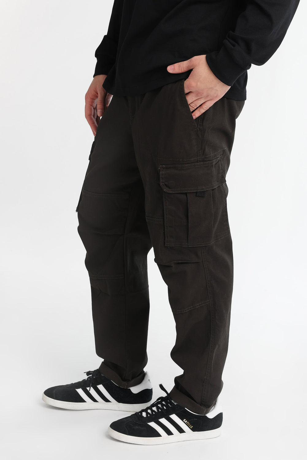 Pantalon cargo en sergé décontracté Pantalon cargo en sergé décontracté