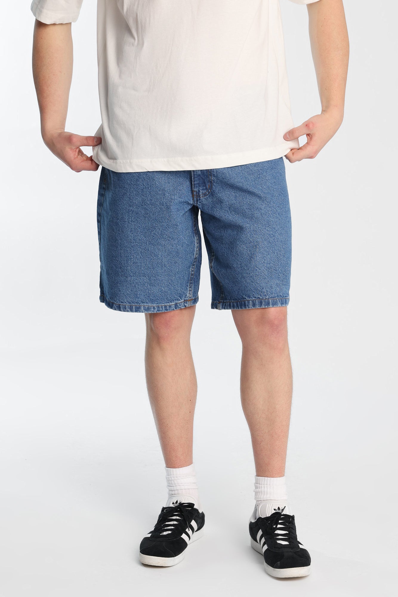 Loose Denim Shorts - Medium Blue /