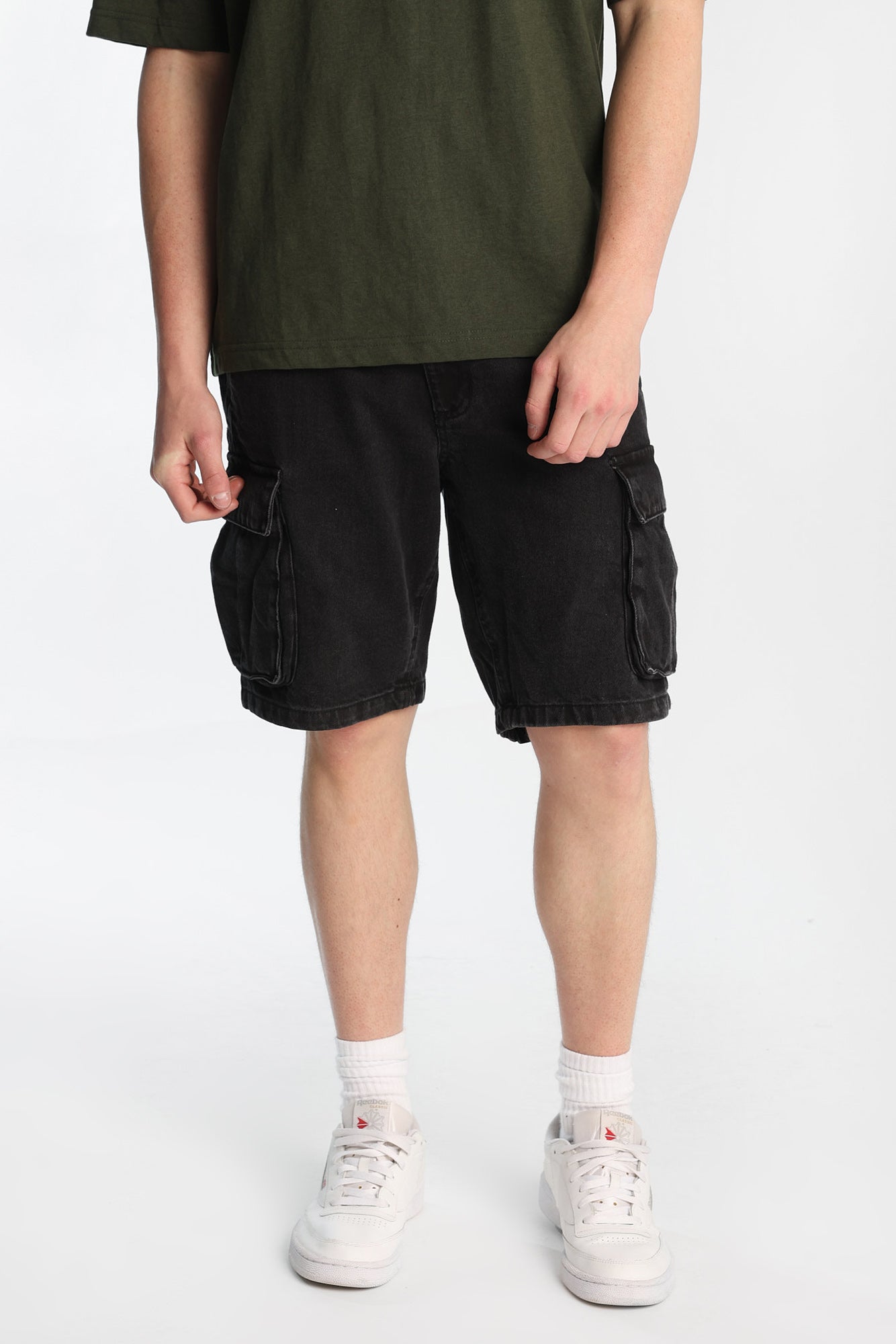 Cargo Denim Shorts - Black /