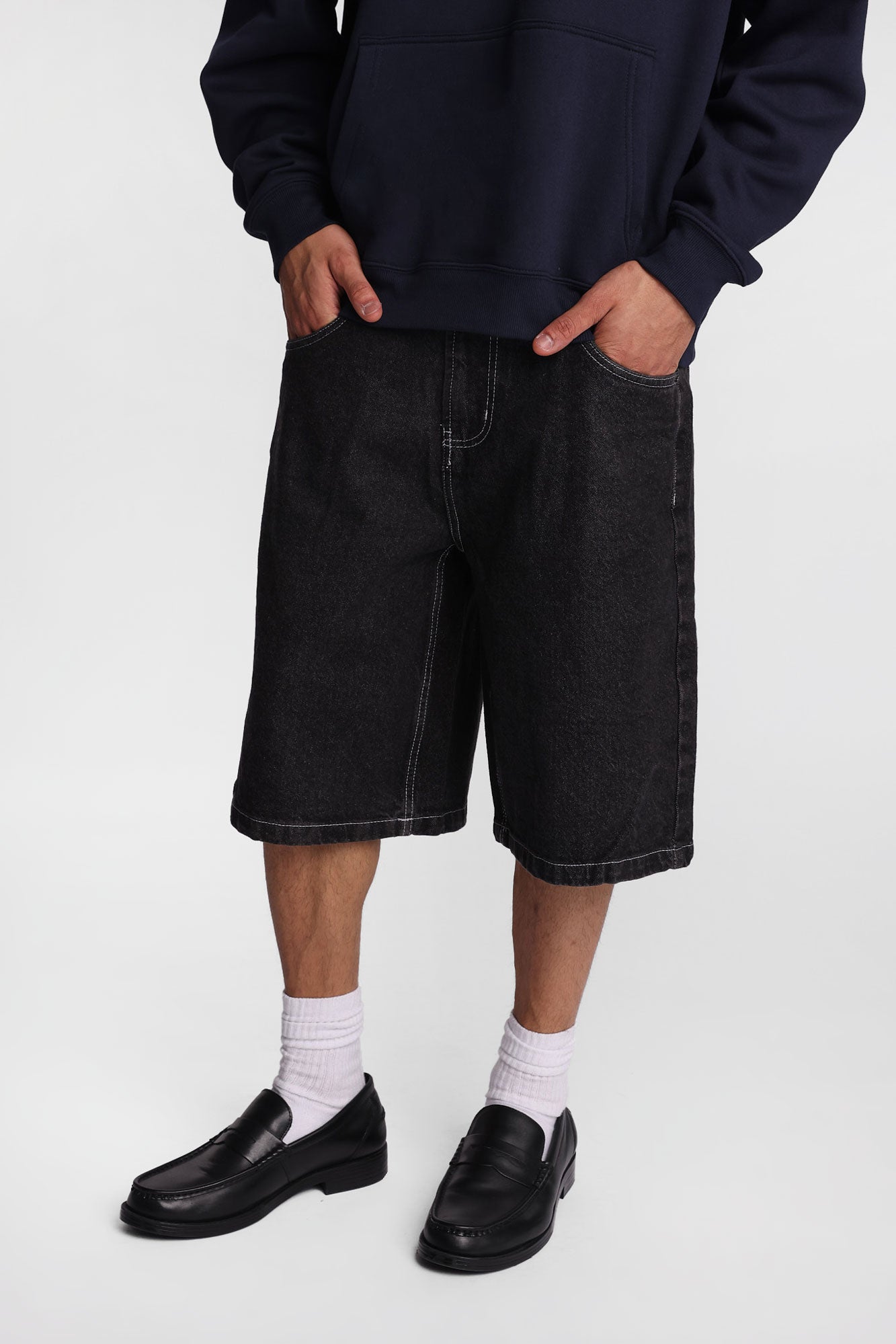Baggy Denim Shorts - Black /