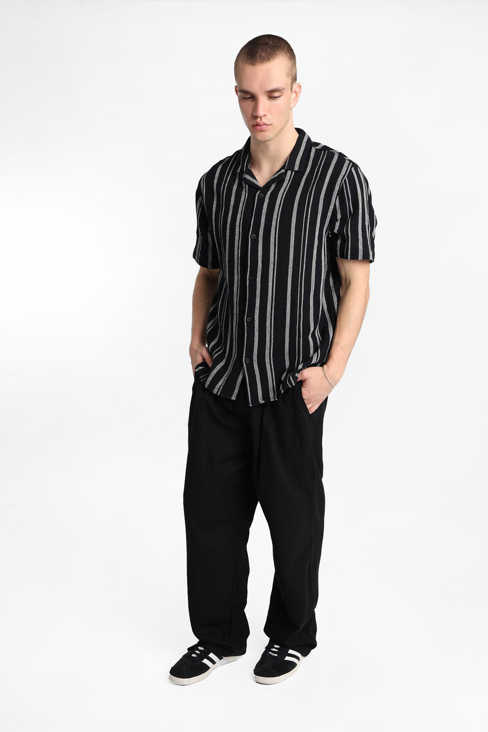 Striped Cotton Gauze Button-Up Shirt Striped Cotton Gauze Button-Up Shirt