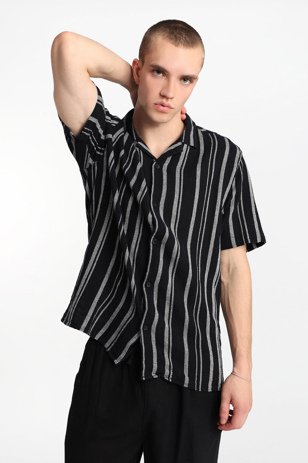 Striped Cotton Gauze Button-Up Shirt Striped Cotton Gauze Button-Up Shirt