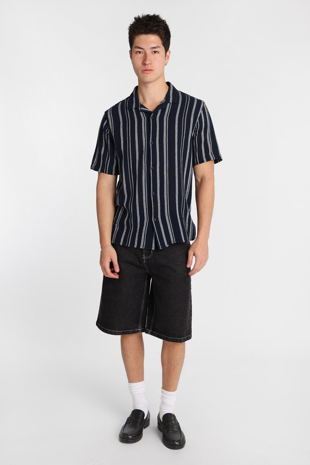 Striped Cotton Gauze Button-Up Shirt Striped Cotton Gauze Button-Up Shirt