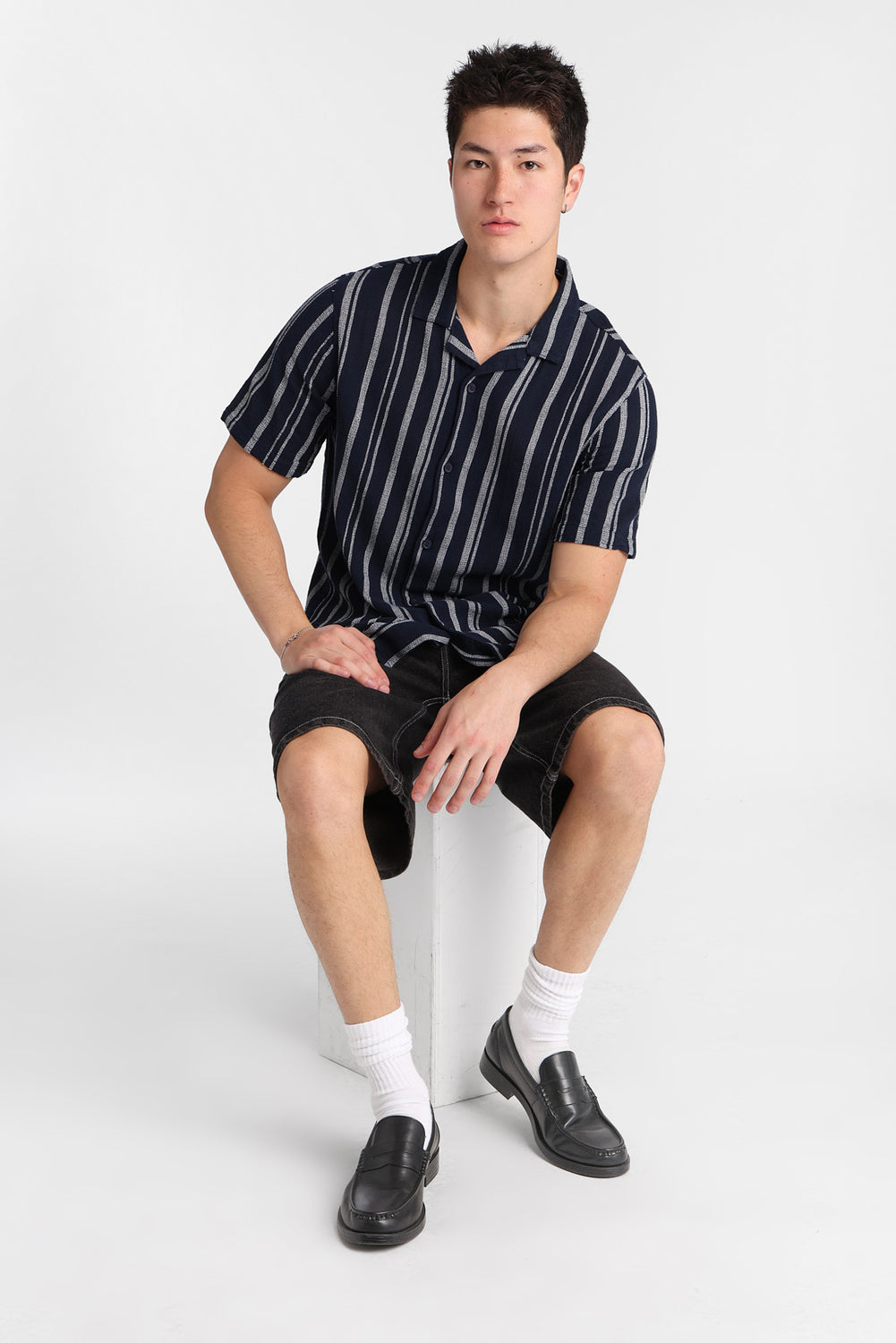 Striped Cotton Gauze Button-Up Shirt Striped Cotton Gauze Button-Up Shirt