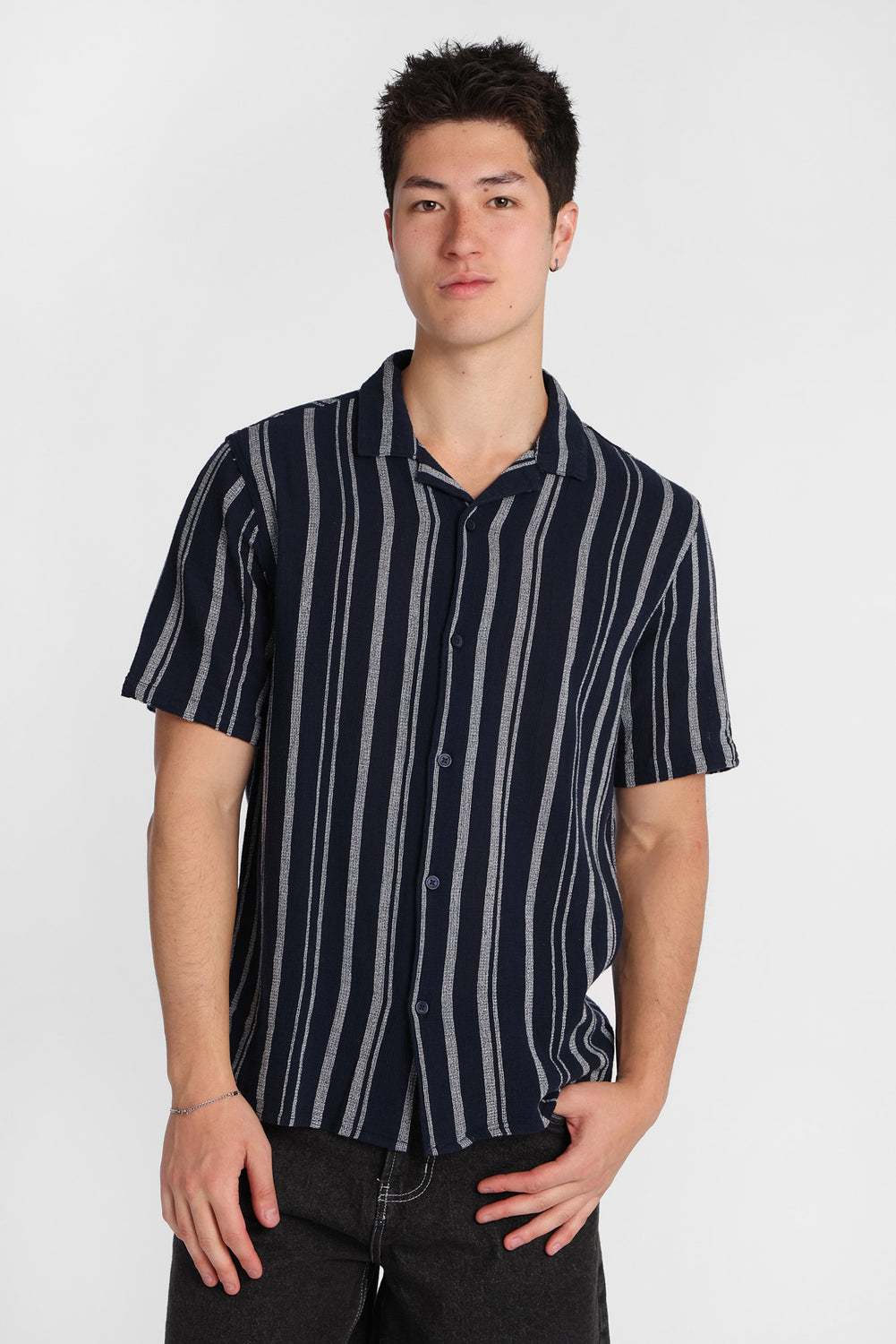 Striped Cotton Gauze Button-Up Shirt Striped Cotton Gauze Button-Up Shirt
