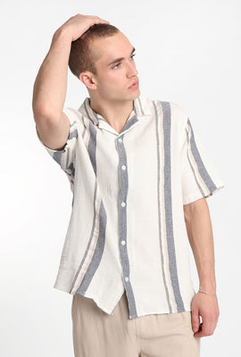 Chemise boutonnée en gaze de coton à rayures