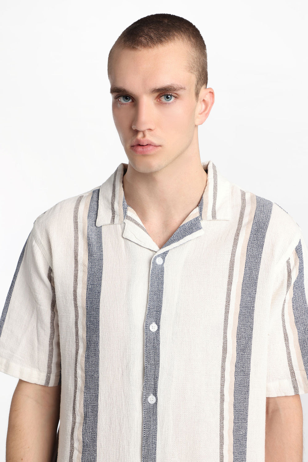 woo Gauze Stripe SH Striped Cotton Gauze Button-Up Shirt – West49 | Amnesia