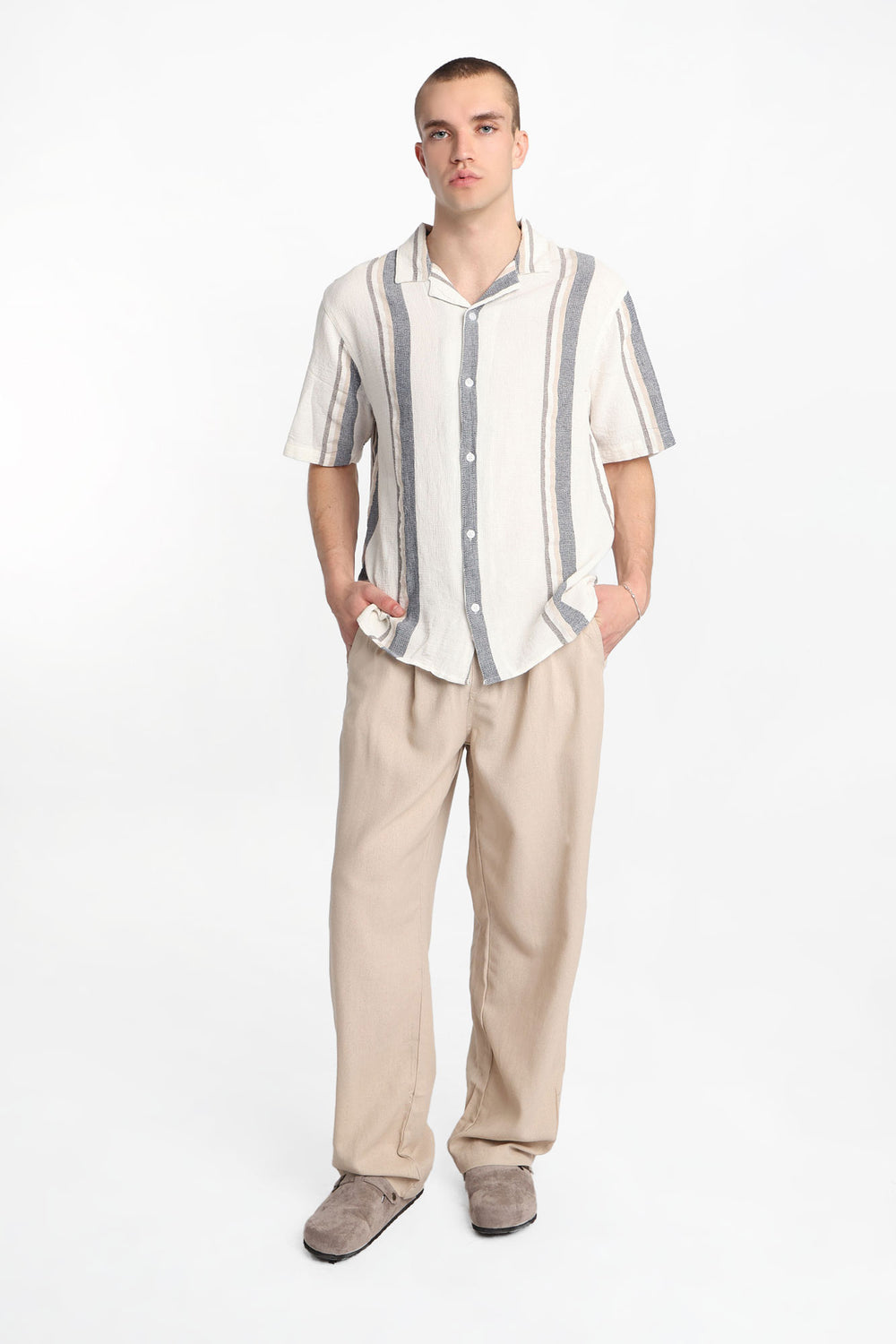 Striped Cotton Gauze Button-Up Shirt Striped Cotton Gauze Button-Up Shirt