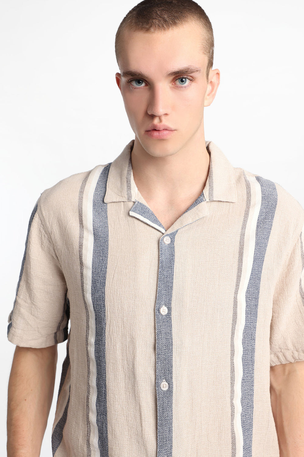 Striped Cotton Gauze Button-Up Shirt Striped Cotton Gauze Button-Up Shirt