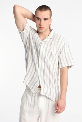 Chemise boutonnée en gaze de coton à rayures