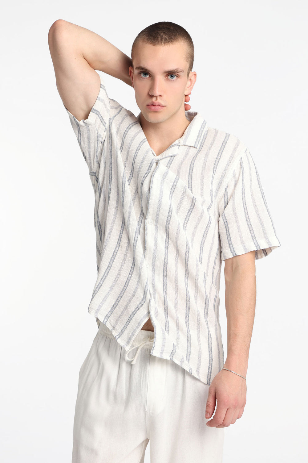 Striped Cotton Gauze Button-Up Shirt Striped Cotton Gauze Button-Up Shirt