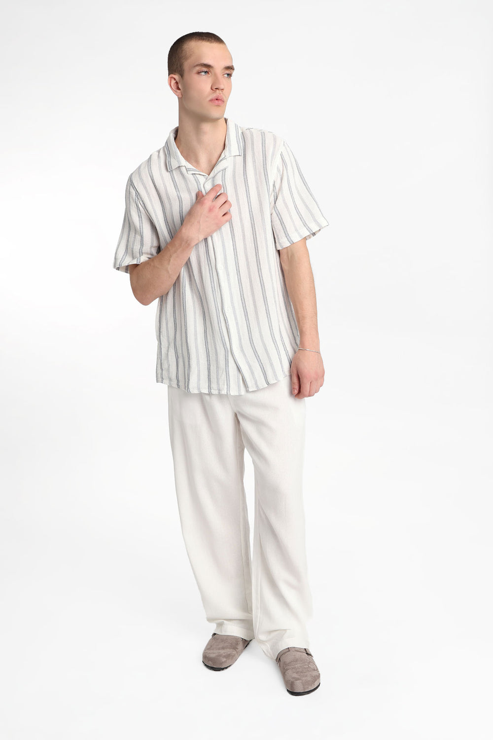Striped Cotton Gauze Button-Up Shirt Striped Cotton Gauze Button-Up Shirt