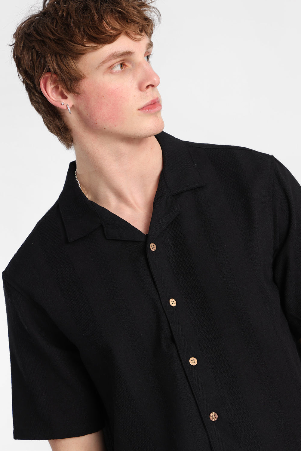 Chemise boutonnée texturée à rayures Chemise boutonnée texturée à rayures