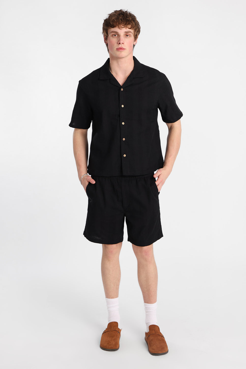Textured Striped Button-Up Shirt Textured Striped Button-Up Shirt