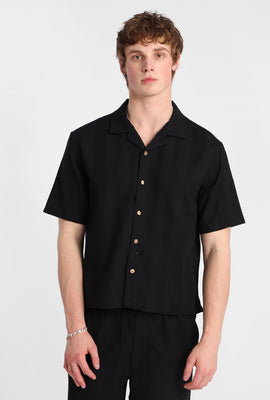 Chemise boutonnée texturée à rayures