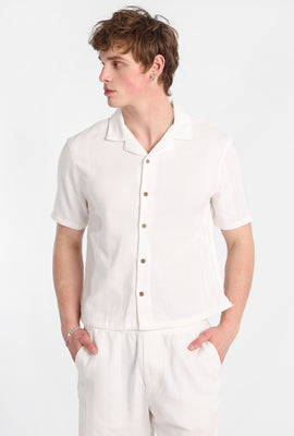 Chemise boutonnée texturée à rayures