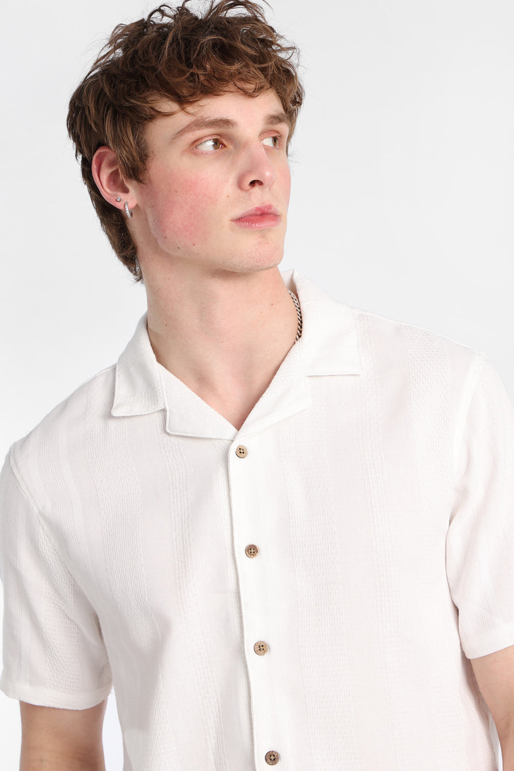 Textured Striped Button-Up Shirt Textured Striped Button-Up Shirt