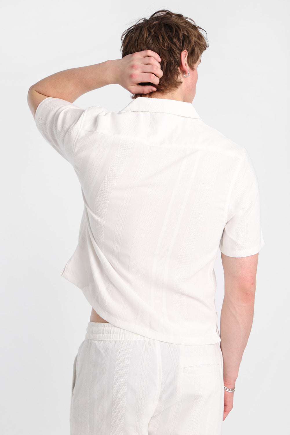 Textured Striped Button-Up Shirt Textured Striped Button-Up Shirt