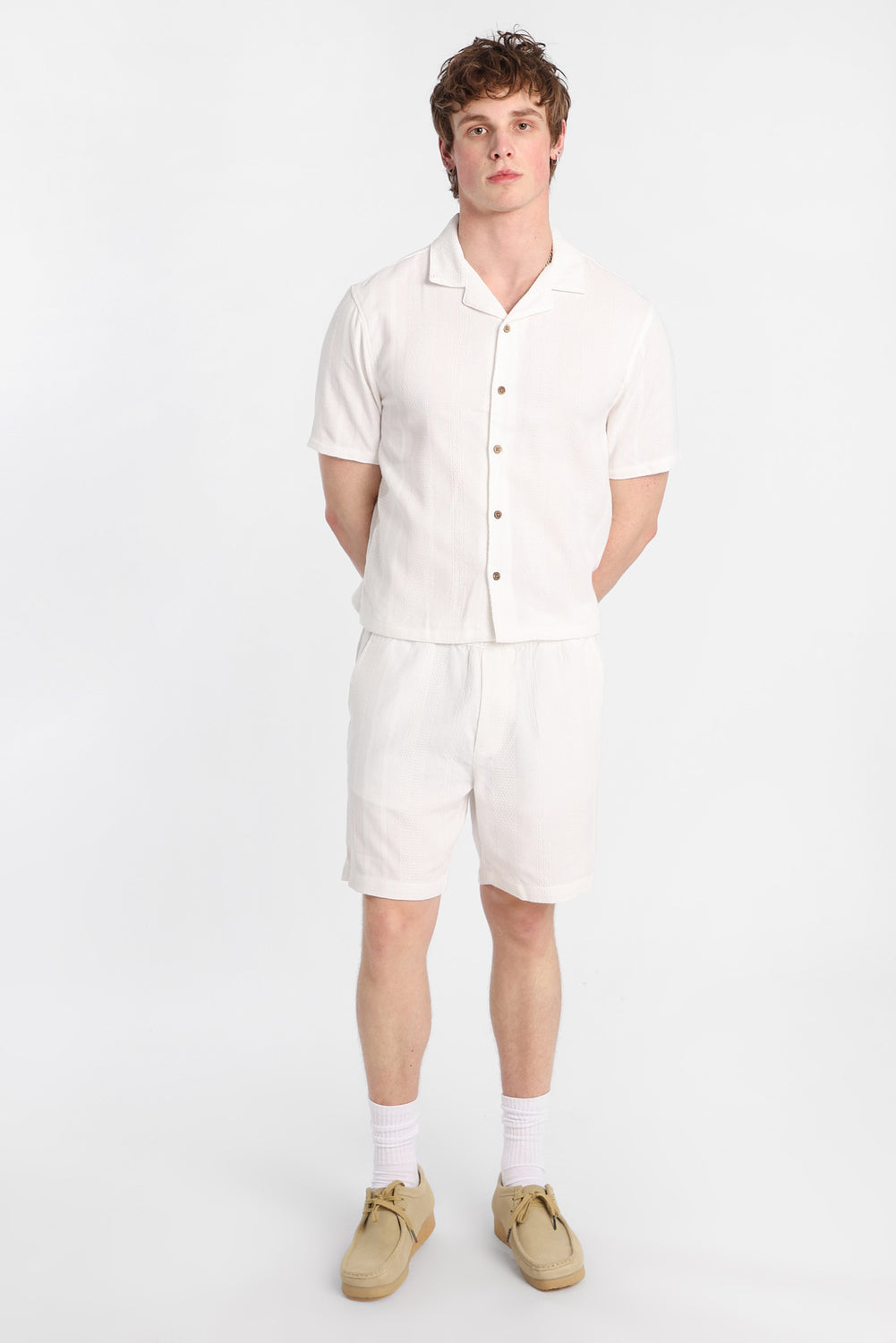 Textured Striped Button-Up Shirt Textured Striped Button-Up Shirt