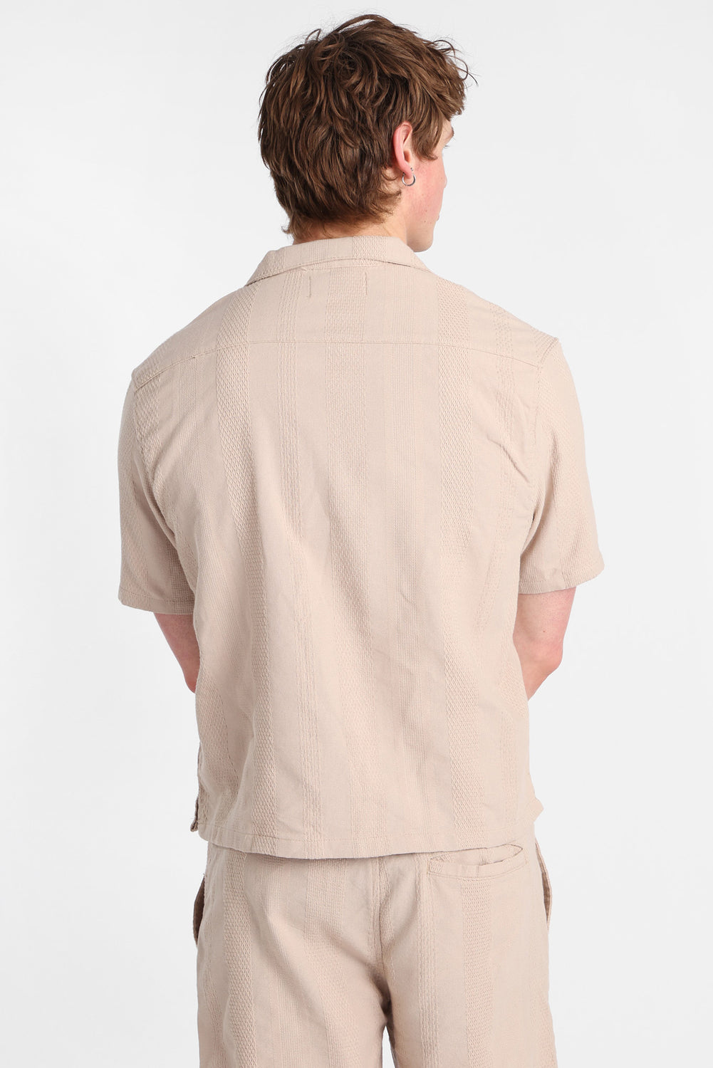 Chemise boutonnée texturée à rayures Chemise boutonnée texturée à rayures