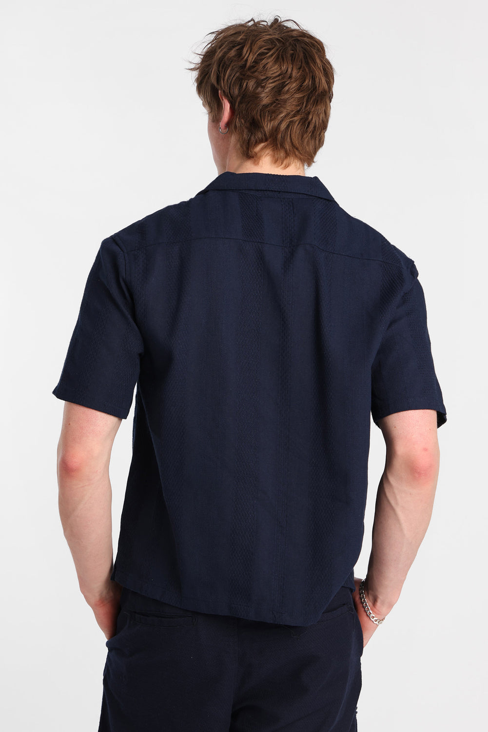 Textured Striped Button-Up Shirt Textured Striped Button-Up Shirt