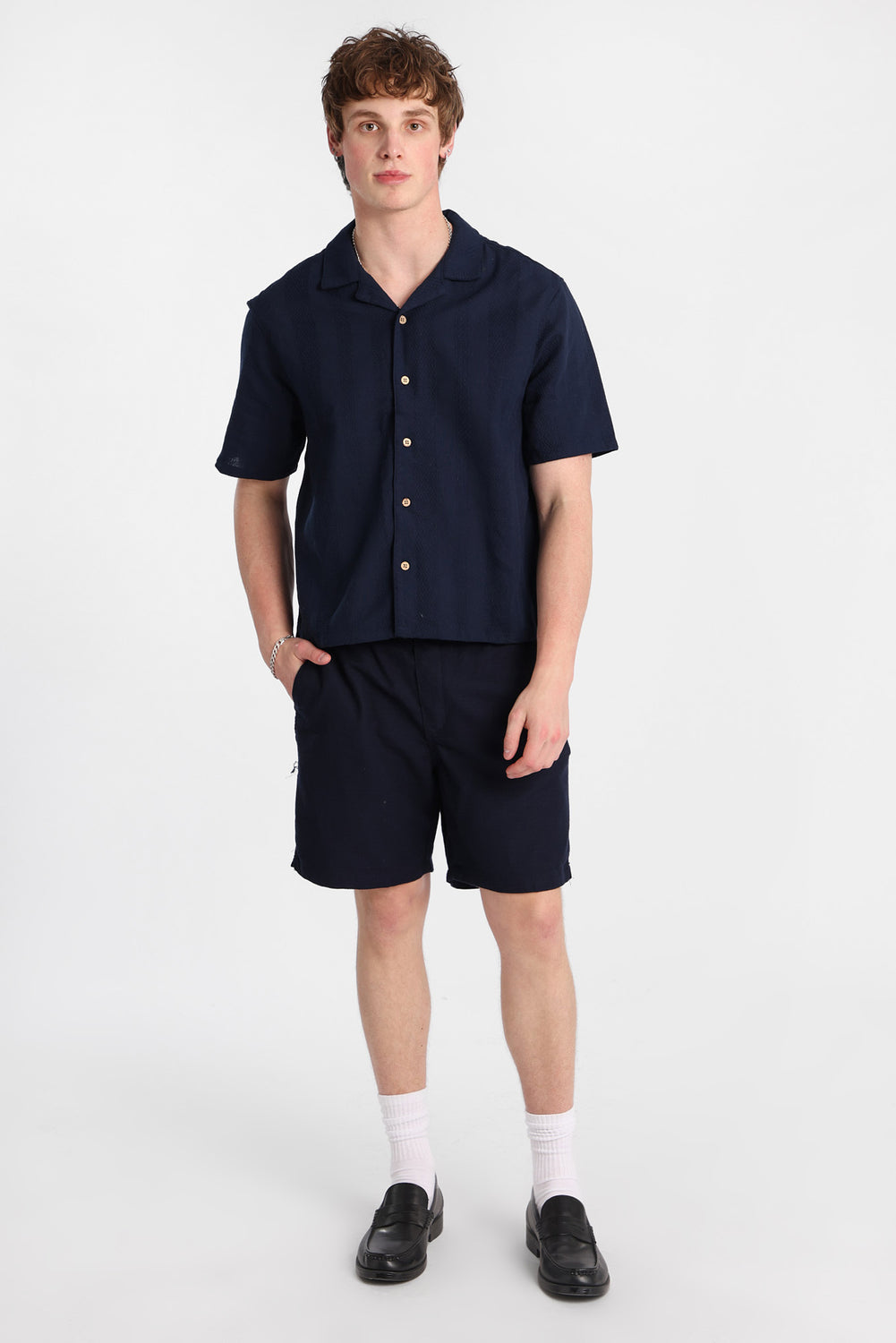 Textured Striped Button-Up Shirt Textured Striped Button-Up Shirt