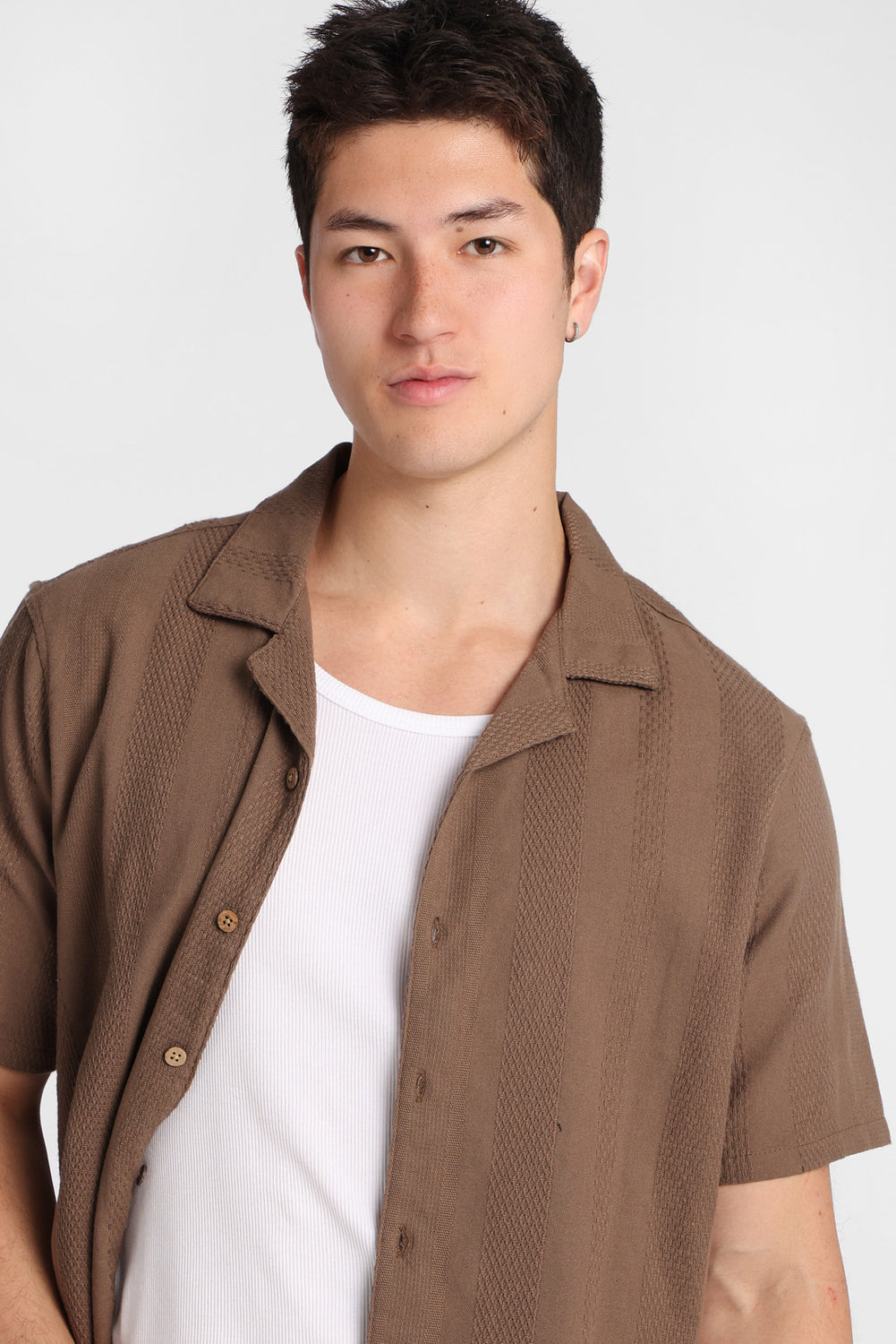 Textured Striped Button-Up Shirt Textured Striped Button-Up Shirt