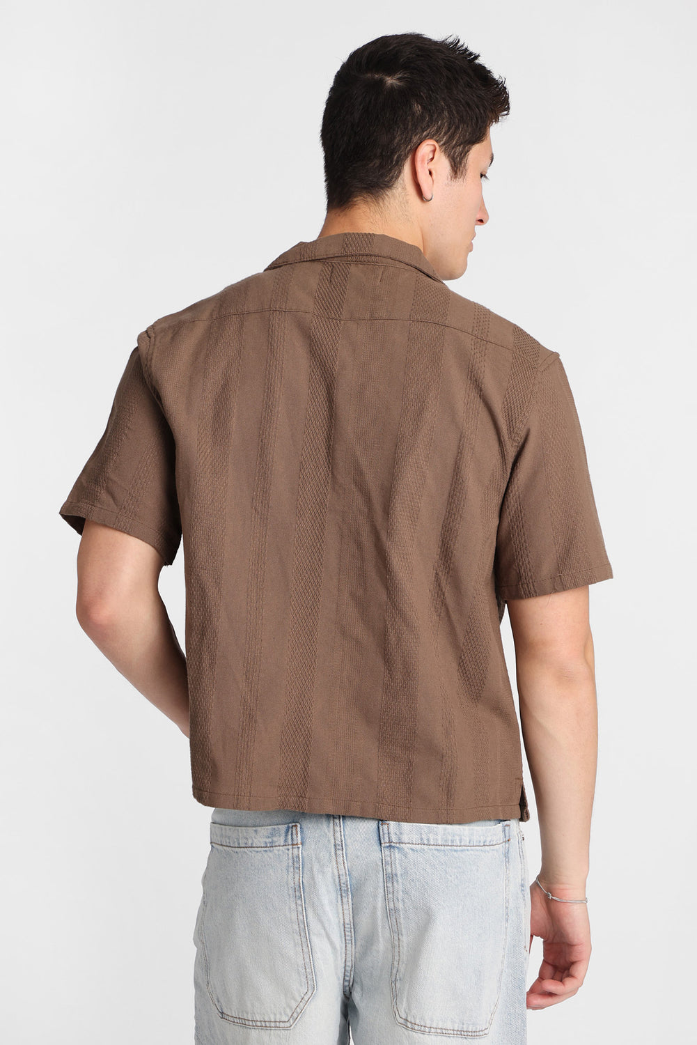 Textured Striped Button-Up Shirt Textured Striped Button-Up Shirt