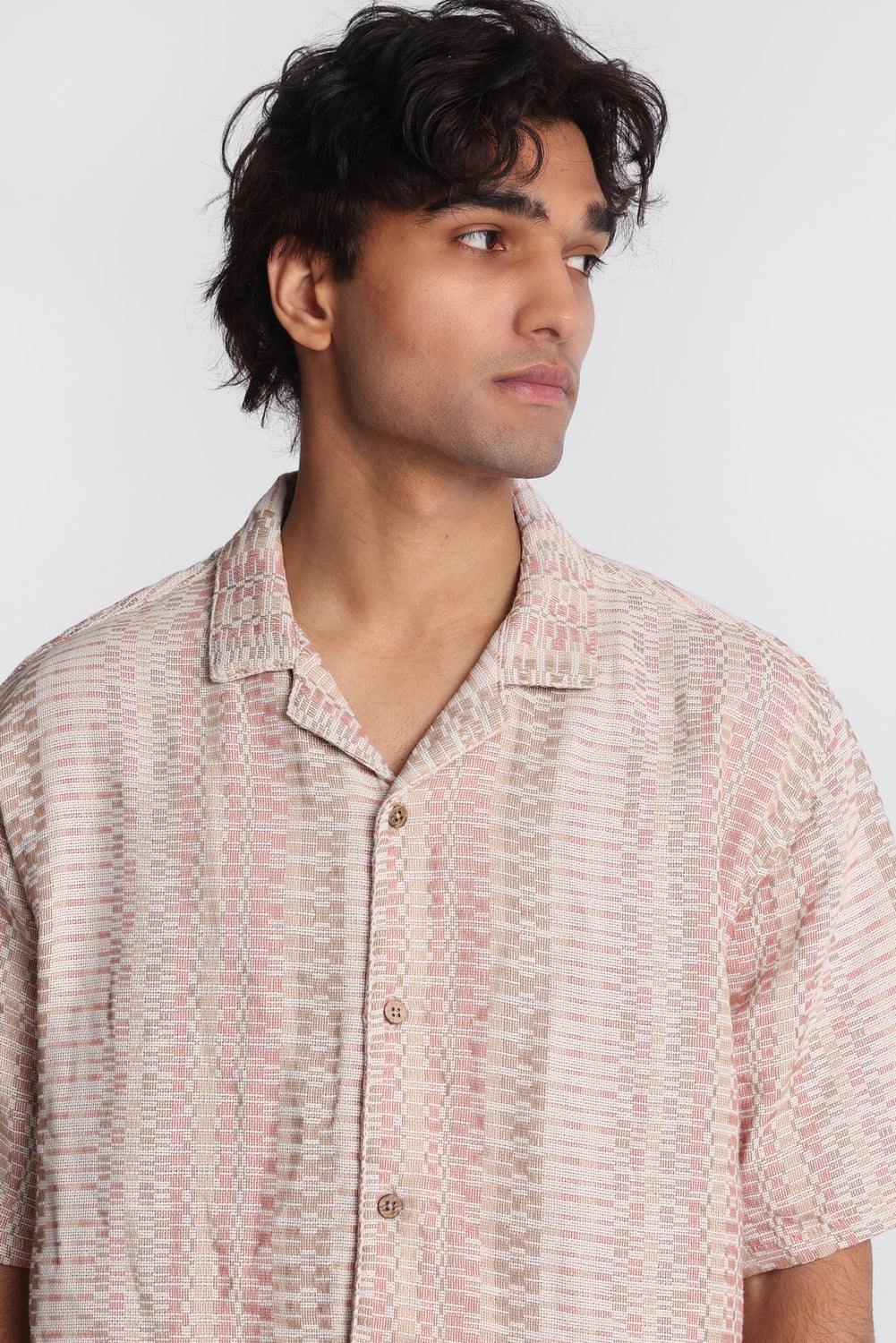 Textured Short Sleeve Button-Up Shirt Textured Short Sleeve Button-Up Shirt