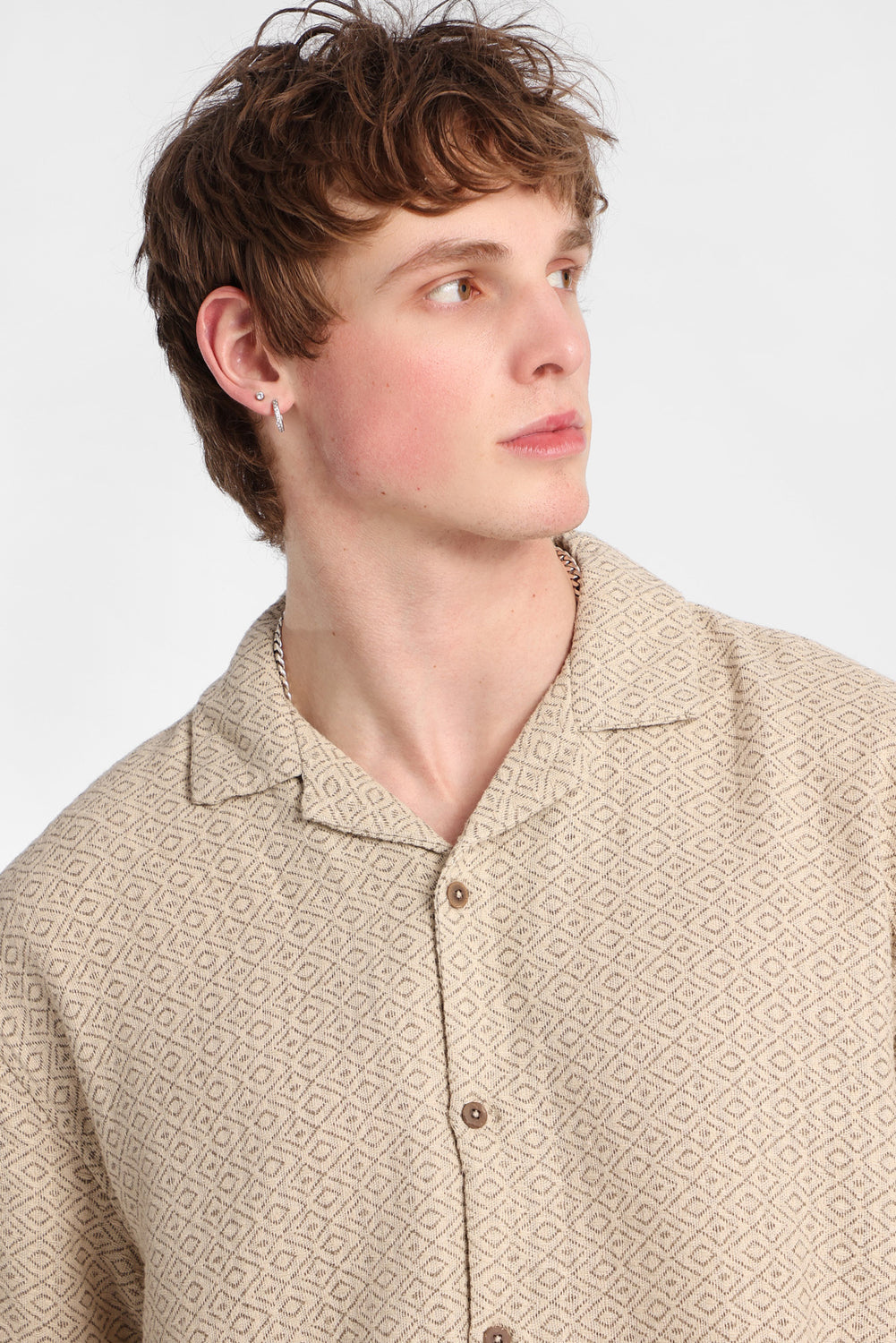 Textured Geometric Button-Up Shirt Textured Geometric Button-Up Shirt