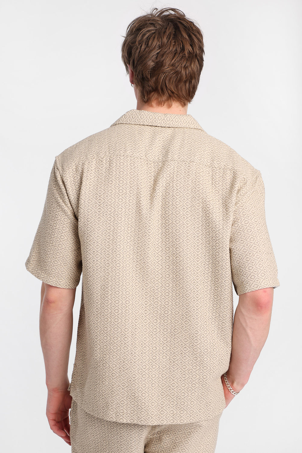 Chemise boutonnée texturée à motif géométrique Chemise boutonnée texturée à motif géométrique
