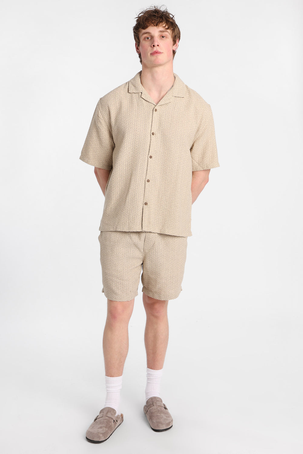 Textured Geometric Button-Up Shirt Textured Geometric Button-Up Shirt