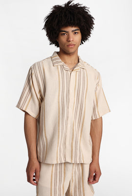Textured Multi-Colour Striped Button-Up Shirt