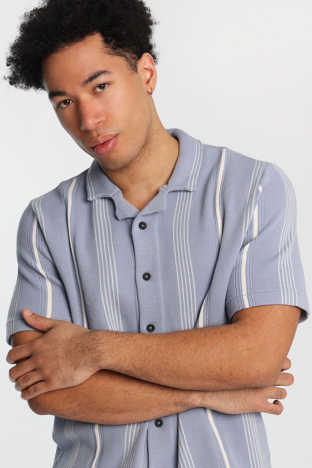 Striped Short Sleeve Button-Up Shirt Striped Short Sleeve Button-Up Shirt