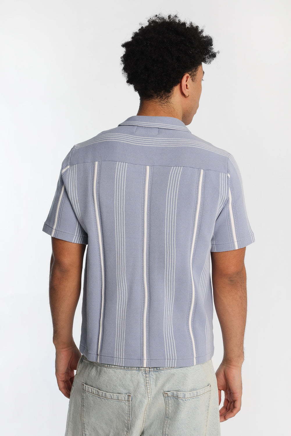 Striped Short Sleeve Button-Up Shirt Striped Short Sleeve Button-Up Shirt